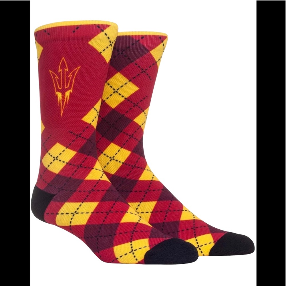 Arizona Sun Devils Argyle Socks L/XL Rock ‘Em Socks New